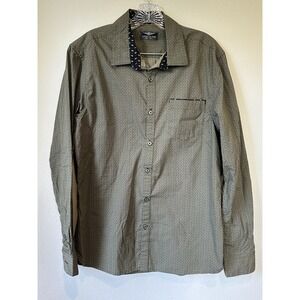 Across the Pond Shirt Mens L Button Up London NYC First Class‎ Leaf Print Green